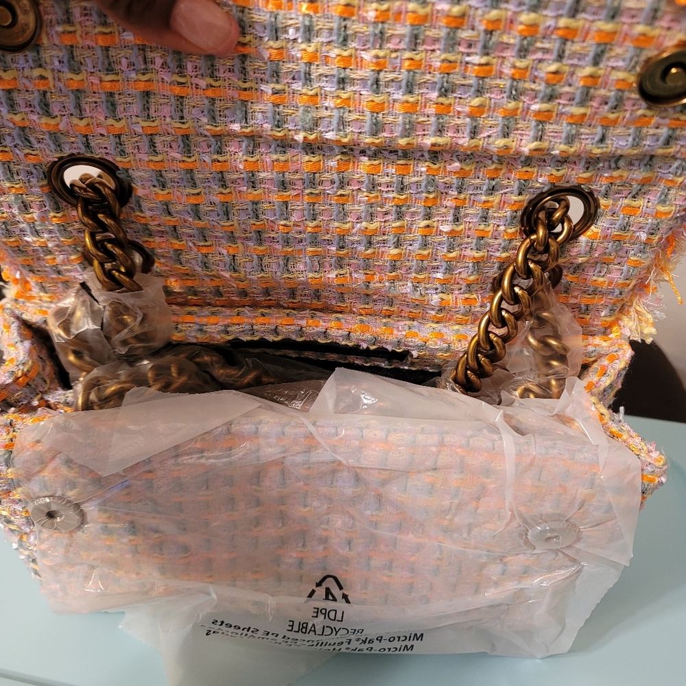 Kurt Gieger Chic Tweed Handbag - Orange and White - Picture 4 of 4